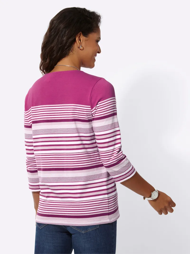 Witt Ringelshirt fuchsia-ecru-geringelt, Fuchsia-ecru-geringelt, – Produktbild 2 von 2