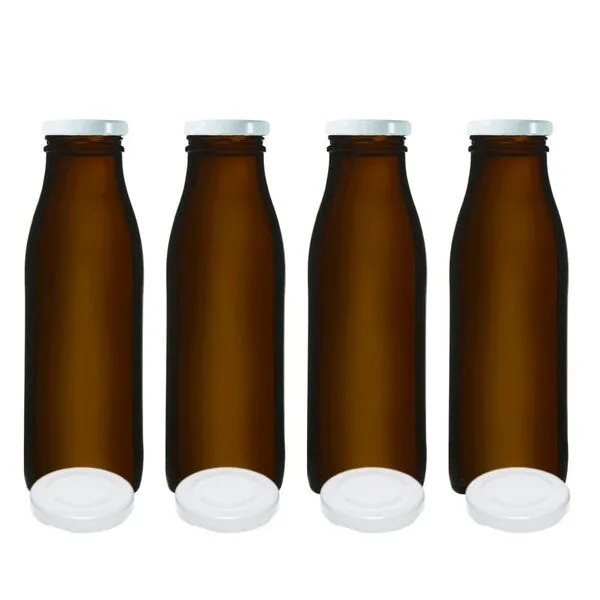 mikken mikken 4x Milchflasche braun 500 ml mit Ersatzdeckel Blueseal – Produktbild 1 von 5