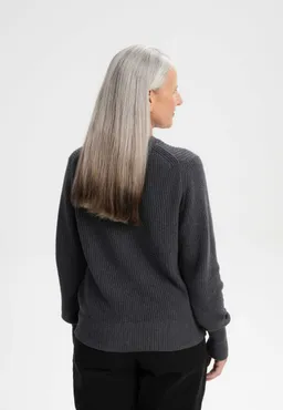 MELA MELA Damen vegan Strickpullover Gauri Dunkelgrau – Produktbild 1 von 1
