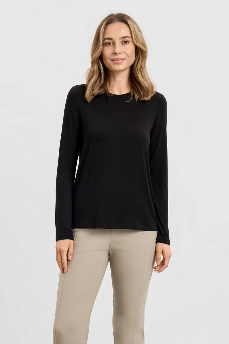 LAURIE LAURIE Damen vegan T-Shirt Amanda Langärmelig Schwarz, Schwarz, – Produktbild 2 von 2