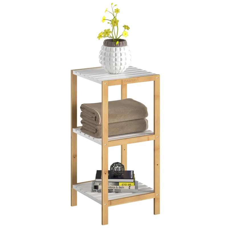 Casaria® Standregal Bambus Weiß 80x33x34cm, Weiß, – Produktbild 2 von 2