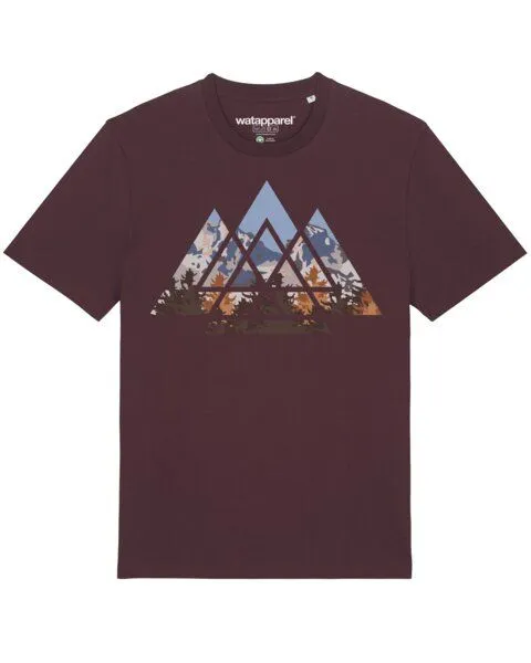 watapparel watapparel T-Shirt Unisex Geometric Landscape, Red brown, – Produktbild 1 von 4
