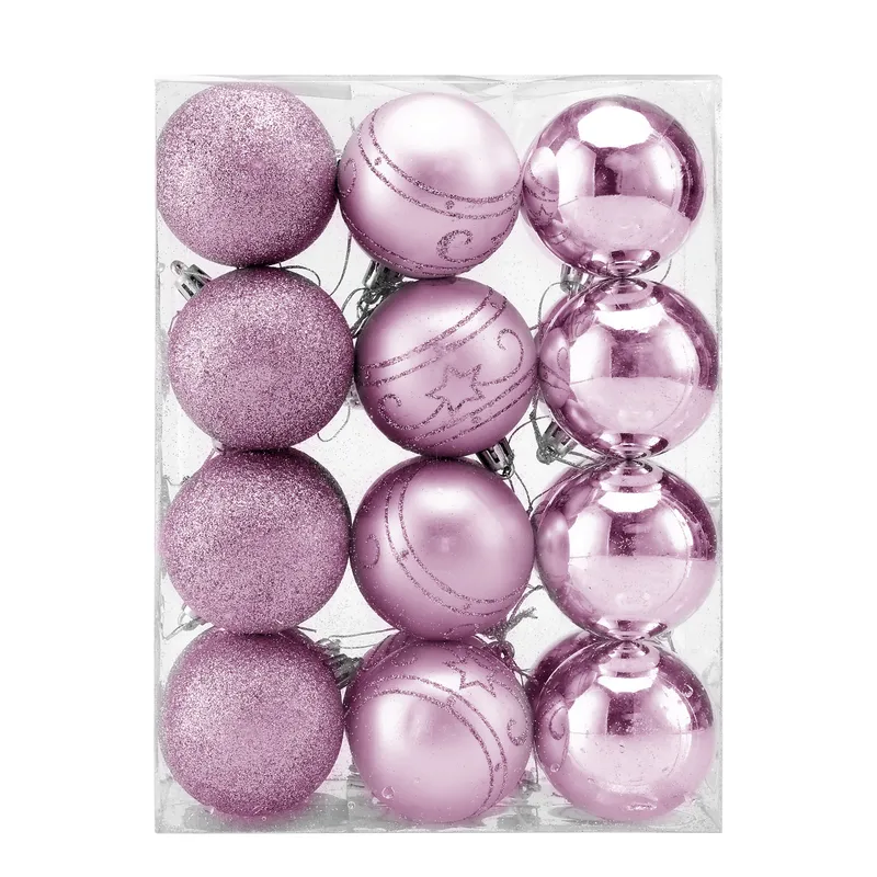 Casaria® Weihnachtskugeln Pink/Rosa 24 tlg in matt glänzend & glitzernd, Pink, – Produktbild 1 von 2