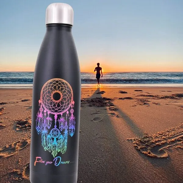 Dora's Dora's Dora’s Edelstahl-Thermoflasche "Traumfänger" (500ml) – Schwarz & Doppelwandig – Produktbild 2 von 3