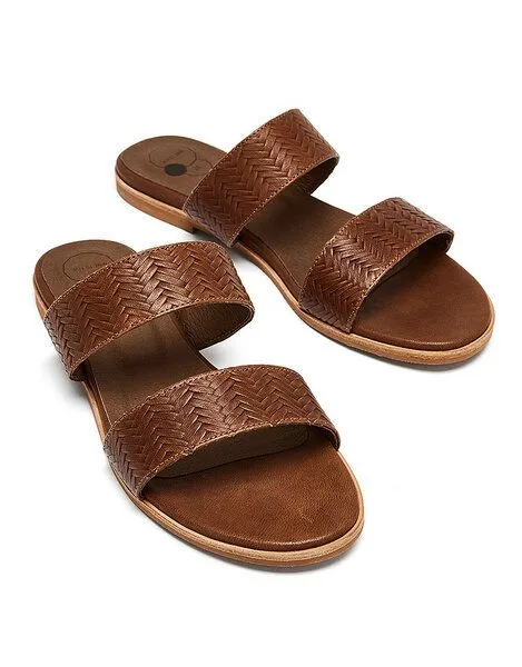 NINE TO FIVE NINE TO FIVE Strappy Slide #adria woven tabak, Braun, – Produktbild 2 von 3