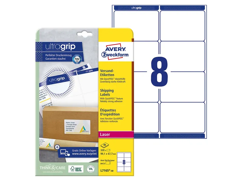 Avery Zweckform Avery Zweckform 320 Adress Etiketten 99,1x67,7 mm Laser – Produktbild 1 von 1