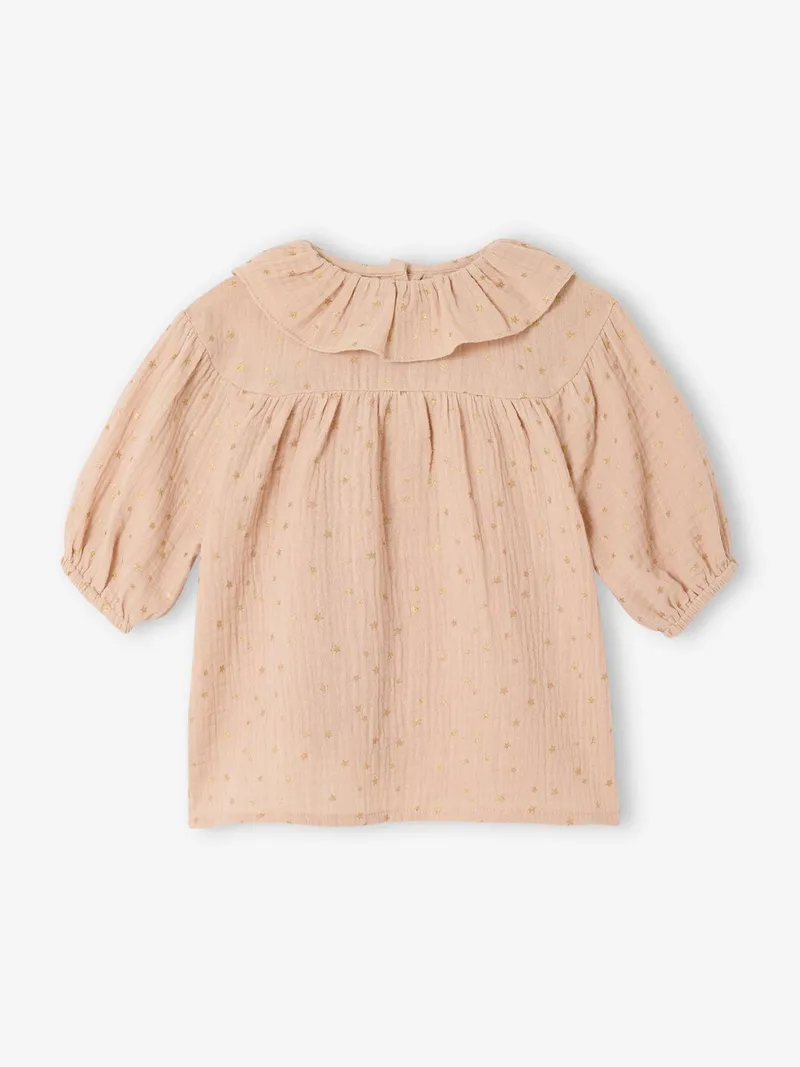 Vertbaudet Vertbaudet Baby Kleid aus Musselin mit Sternenmuster puder, Puder, – Produktbild 1 von 3