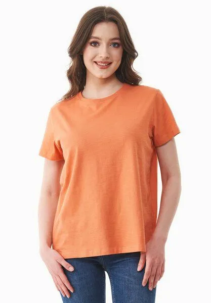 ORGANICATION ORGANICATION Damen Basic T-Shirt aus Bio-Baumwolle, Dusty orange, – Produktbild 1 von 4