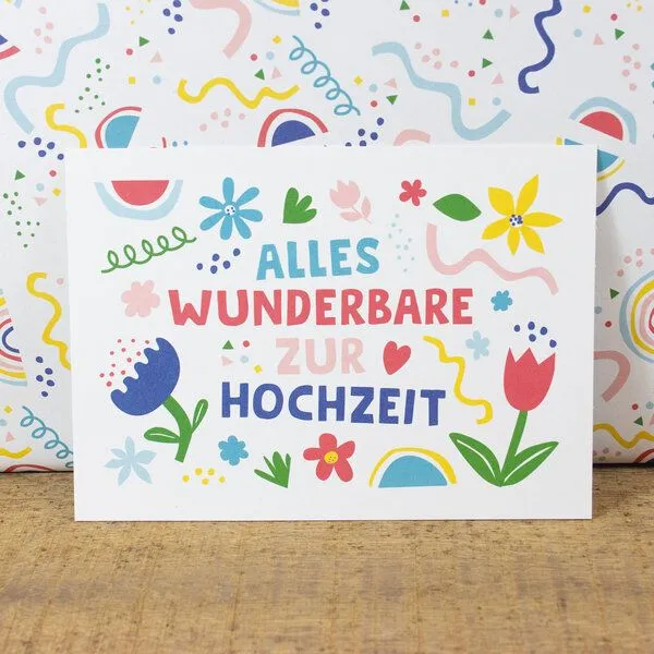 Bow & Hummingbird Bow & Hummingbird Postkarte Alles Wunderbare zur Hochzeit – Produktbild 1 von 2