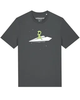 watapparel watapparel T-Shirt Unisex Alien on a paper plane – Produktbild 1 von 1