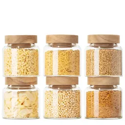 Econovo Econovo Gewürzgläser mit Holzdeckel | 170ml (Set 6-tlg.) | Kollektion Oval – Produktbild 1 von 1