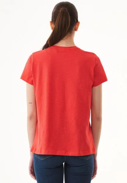ORGANICATION ORGANICATION Damen Basic T-Shirt aus Bio-Baumwolle mit V-Ausschnitt, Dusty red, – Produktbild 4 von 4