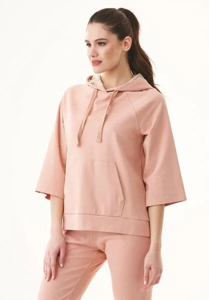 ORGANICATION ORGANICATION 3/4 Arm Kapuzenpullover aus Bio-Baumwolle, Dusty blush, – Produktbild 3 von 4