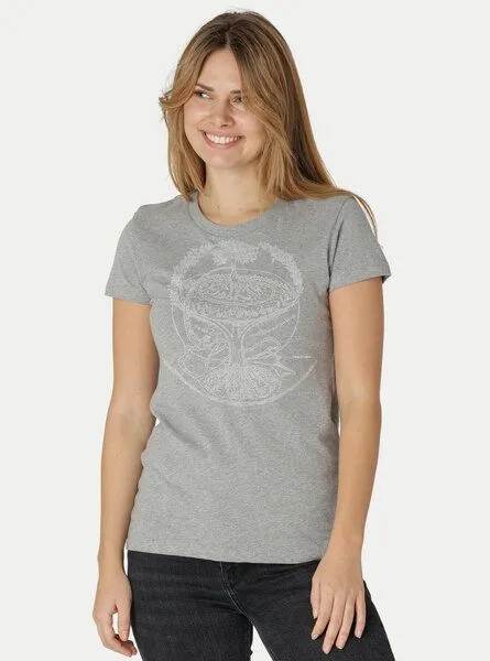 Peaces.bio - handbedruckte Biomode Peaces.bio - handbedruckte Biomode Bio-Damen-T-Shirt "Weltenesche", Hellgrau, – Produktbild 2 von 2