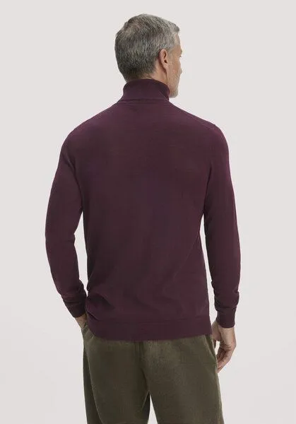 hessnatur hessnatur Rollkragenpullover Regular aus reiner Bio-Merinowolle, Bordeauxrot, – Produktbild 2 von 4