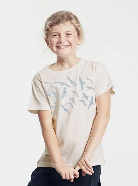 Peaces.bio - handbedruckte Biomode Peaces.bio - handbedruckte Biomode Bio-Kinder T-Shirt Möwen, Natur, – Produktbild 1 von 2