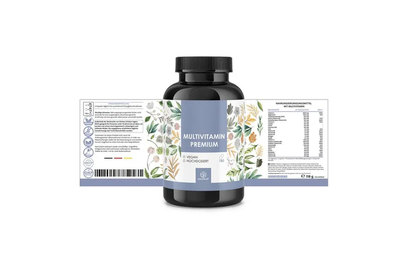 Naturalkraft Multivitamin Premium - 180 vegane Kapseln - hochdosiert Kapseln, 122 g – Produktbild 4 von 5