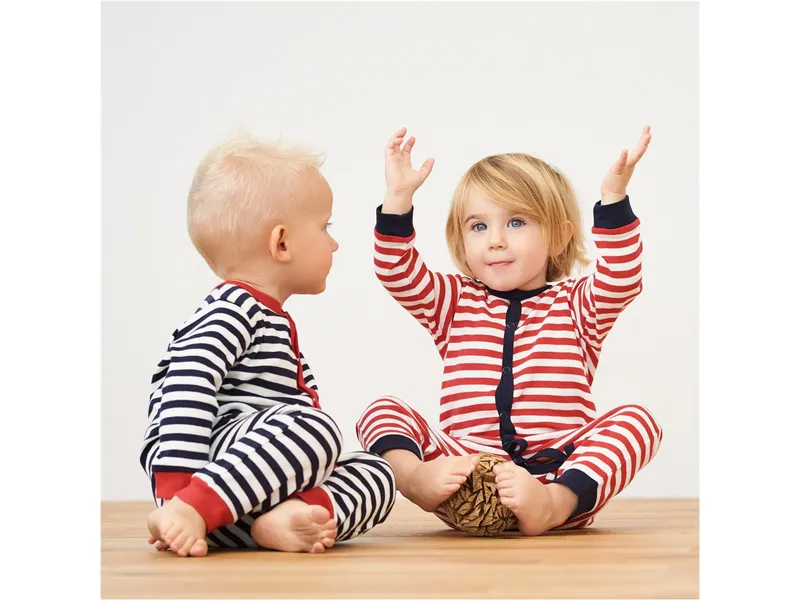 Living Crafts Living Crafts Baby und Kinder Schlafanzug Bio-Baumwolle blau-weiß gestreift Gr. 86/92, Blau, – Produktbild 2 von 2