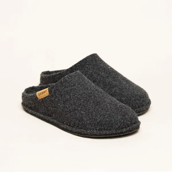 Gottstein Gottstein Classic CO Pantoffel für Damen & Herren - Hausschuh aus 100% Schurwolle mit Komfort-Einlagesohle, Anthrazit, – Produktbild 1 von 4