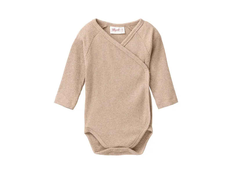 People Wear Organic People Wear Organic Langarm-Wickelbody rip dunkelsand mélange 50/56 – Produktbild 1 von 1