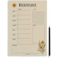 matabooks matabooks® A4 Wochenplaner/Familienplaner aus Graspapier mit To-do – 54 Blatt, Calendula gold, – Produktbild 1 von 1