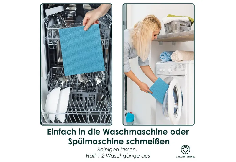 ZUKUNFTSENKEL Schwammtuch Nachhaltige Schwammtücher Spültücher, Waschbar, Wiederverwendbar, Schwarz, – Produktbild 4 von 4