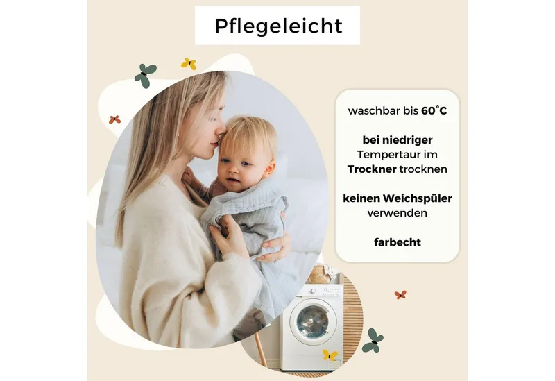 furora BABY furora BABY Spucktuch Baby Mulltücher Sets (Bio-Musselin: super soft) 80x80cm oder 25x25cm, Sehr weich, Braun, – Produktbild 5 von 5