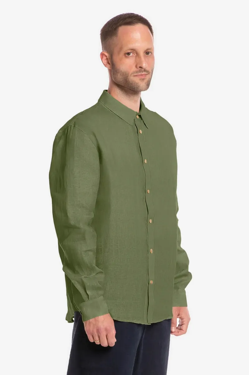 MATONA MATONA Herren vegan Hemd Casual Olive, Olivgrün, – Produktbild 2 von 2