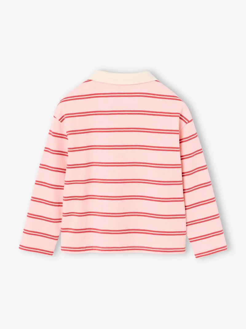 Vertbaudet Gestreiftes Poloshirt Mädchen, Bonbon rosa, – Produktbild 2 von 3