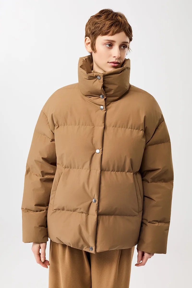 LangerChen LangerChen Damen vegan Steppjacke Mit Stehkragen Farbe Eiche, Braun, – Produktbild 1 von 2