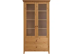 Vitrine "Solvita" mit 2 Glastüren und 2 SL, B 101 x T 40 x H 200 cm, Kiefer gelaugt – Produktbild 1 von 1