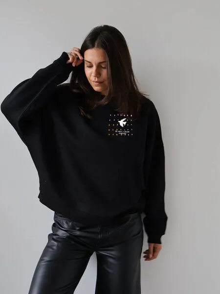 Kultgut Kultgut Artdesign - Pulloversweater Boxistyle / BE FREE & PROUD YOURSELF, Schwarz, – Produktbild 7 von 8