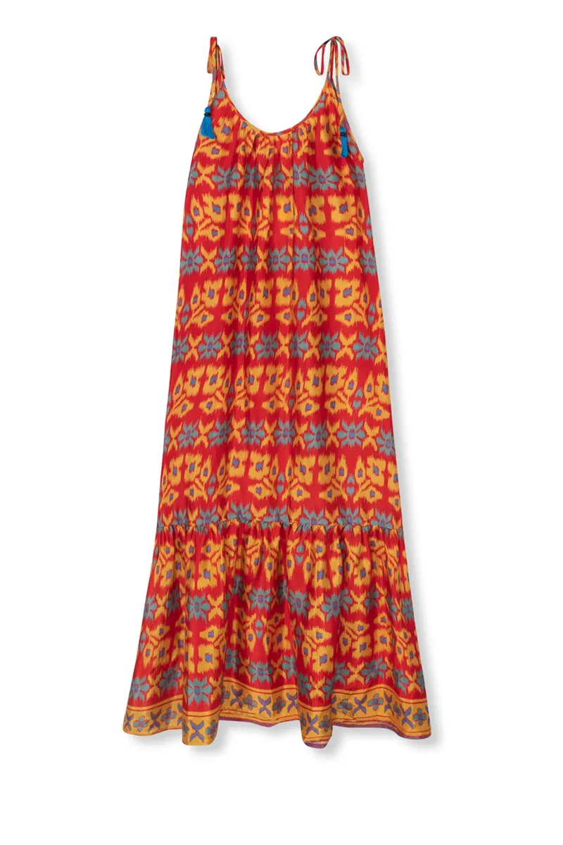 el.résidu el.résidu Damen vegan Kleid Myra Blau, Rot, – Produktbild 2 von 2