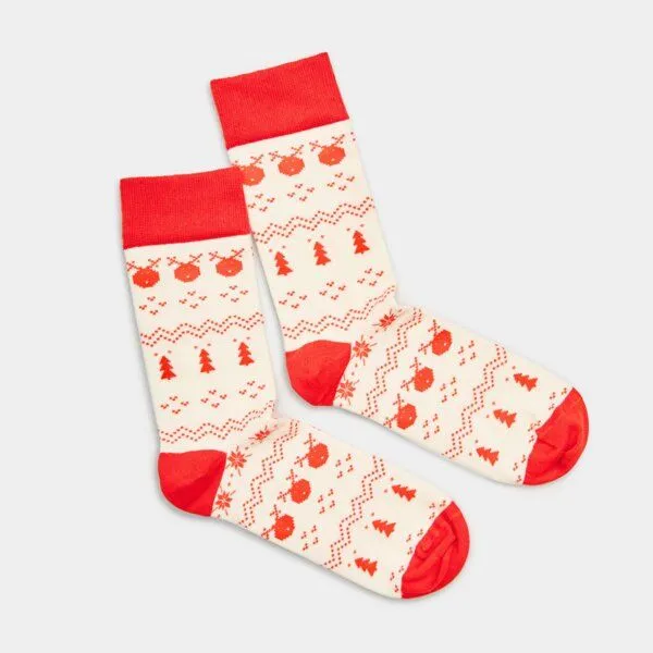 Natural Vibes Natural Vibes Cozy Xmas | Bunte Socken | Bio GOTS | Herren Damen Socken | Weihnachten, Rot, – Produktbild 2 von 3