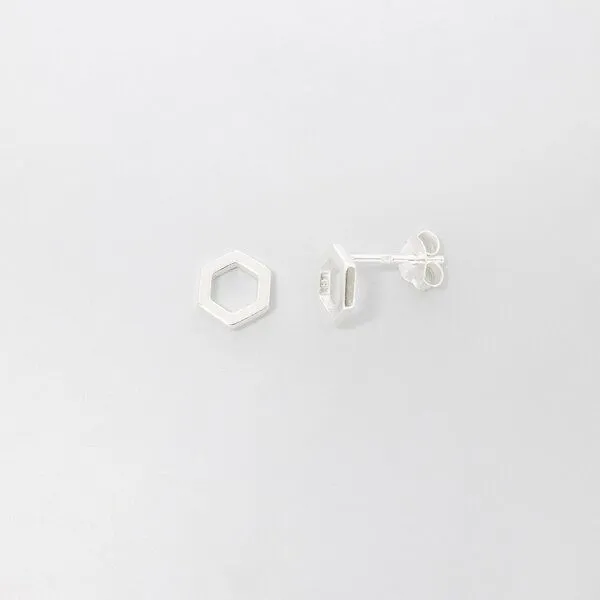 fejn jewelry fejn jewelry Ohrstecker 'open hexagon', Silber, – Produktbild 1 von 2