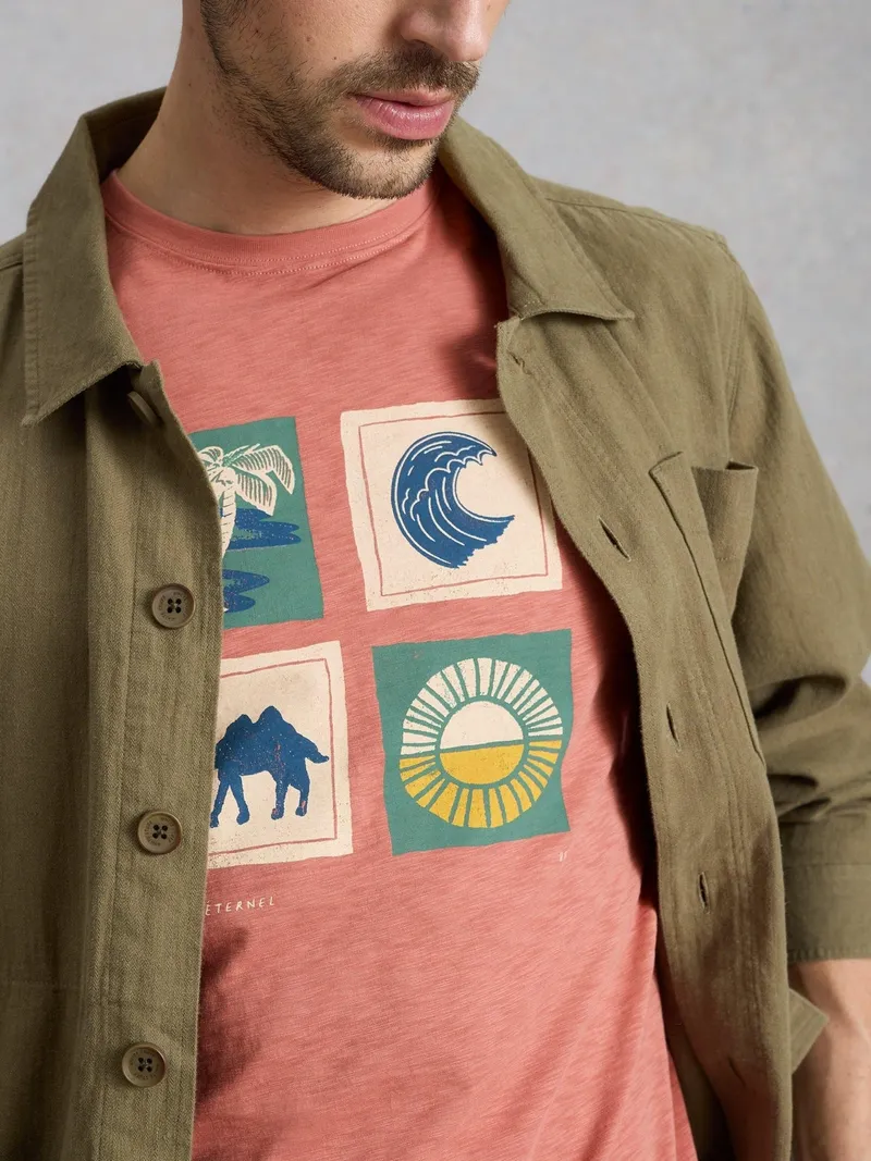 White Stuff T-Shirt Abersoch mit Kamelmotiv - S/R, Rosa print, – Produktbild 3 von 4