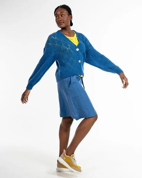 Alma & Lovis Alma & Lovis Sportiver Rock aus reinem Leinen | Linen Skirt, Delft (blau), – Produktbild 3 von 4