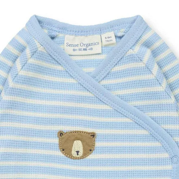Sense Organics Sense Organics Wickelbody, Modell YGON, Hellblau geringelt mit bär, – Produktbild 2 von 4