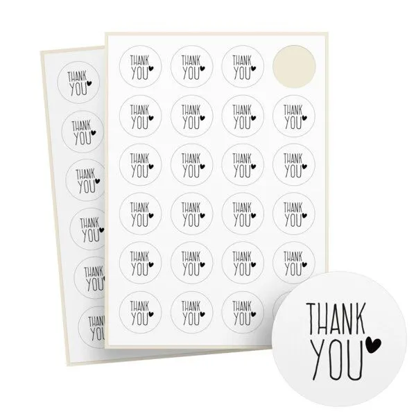 Fines Papeterie Fines Papeterie 24 Aufkleber Thank You mit verschiedenen Motiven rund auf Bogen – Produktbild 7 von 8