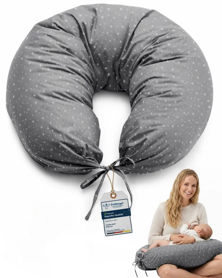 furora BABY furora BABY Stillkissen Stillkissen XXL lang: Seitenschläferkissen & Schwangerschaftskissen, Grau, – Produktbild 1 von 5