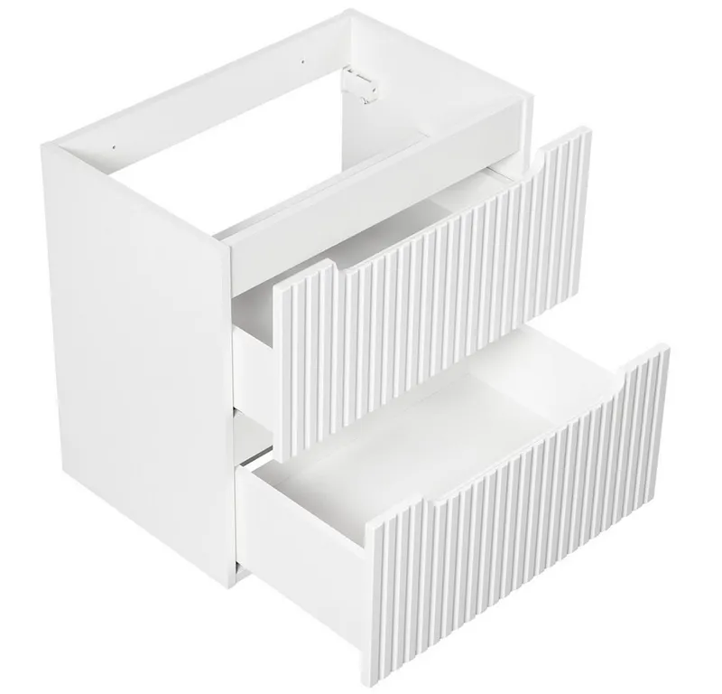 Lomadox Unterschrank NEWPORT-56-WHITE Waschtischunterschrank, weiß mit gerillter Front, ca. 60/57/39cm, Weiß, – Produktbild 5 von 5