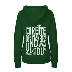 HANDGEDRUCKT HANDGEDRUCKT "Weltretten" Frauen Hoody aus reiner Biobaumwolle (kbA) – Produktbild 1 von 1