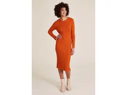 Tranquillo tranquillo Damen-Maxi-Kleid mit Struktur, dark peach, Gr. S – Produktbild 1 von 1