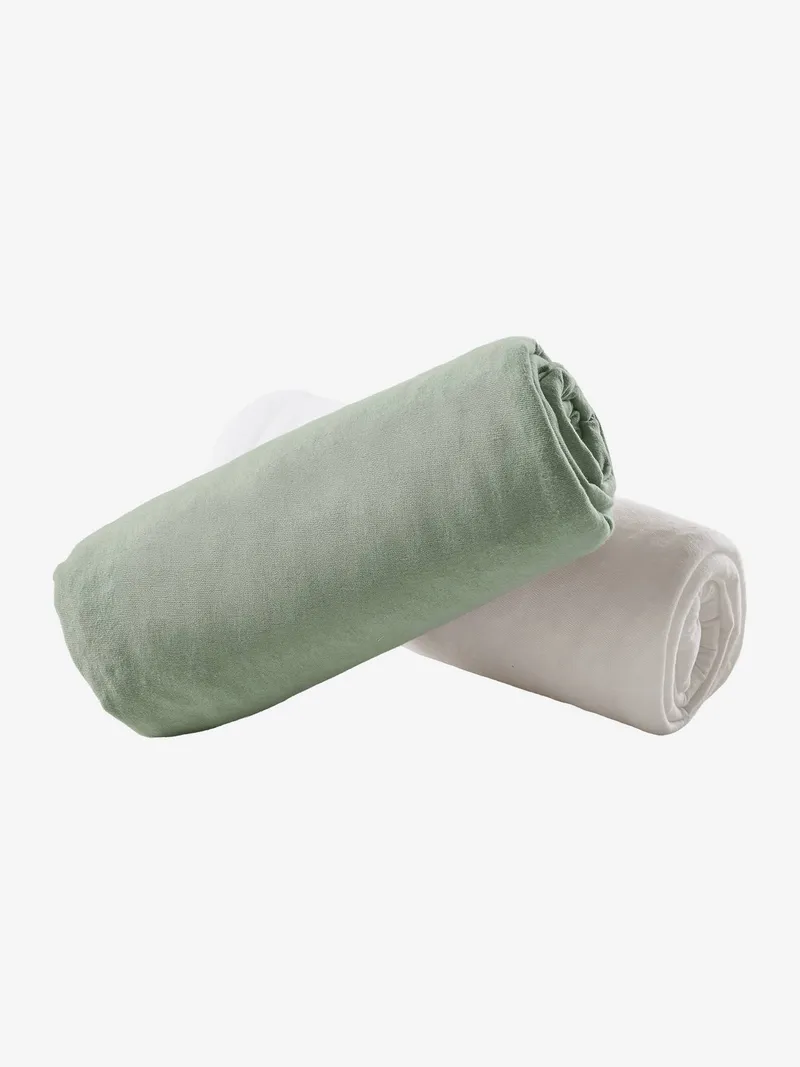 Vertbaudet 2er-Pack Baby Spannbettlaken salbei, Salbeigrün, – Produktbild 2 von 2