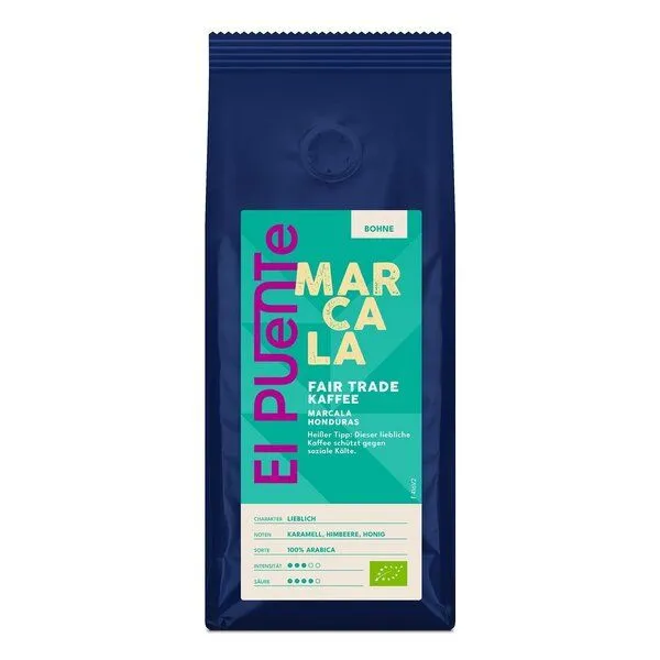El Puente El Puente Marcala - Bio-Kaffeebohnen 250 g | Fair Trade | Bio-zertifiziert | Vegan | Glutenfrei, Mehrfarbig, – Produktbild 1 von 1