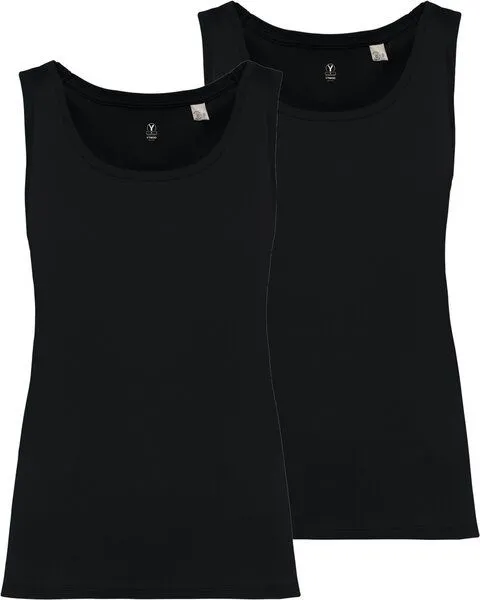 YTWOO YTWOO 2er Pack Damen Tank Top aus 100% Bio-Baumwolle, Schwarz, – Produktbild 1 von 4