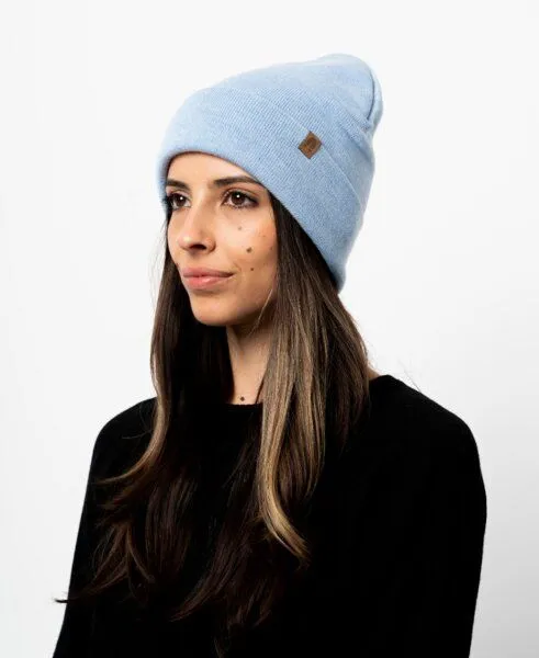 Kopyto Kopyto WOLF - Glatte Zweilagige Beanie Mütze aus 100% RWS-Merinowolle, Hellblau, – Produktbild 1 von 5