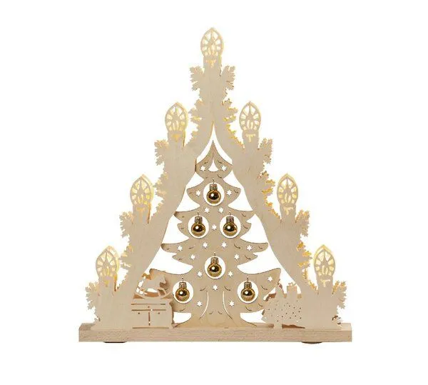 WEIGLA e.K. WEIGLA e.K. "Lichterspitze 7 flg. "Weihnachtsbaum mit roten oder goldenen Kugeln" LED Beleuchtung, Goldene kugeln, – Produktbild 1 von 1