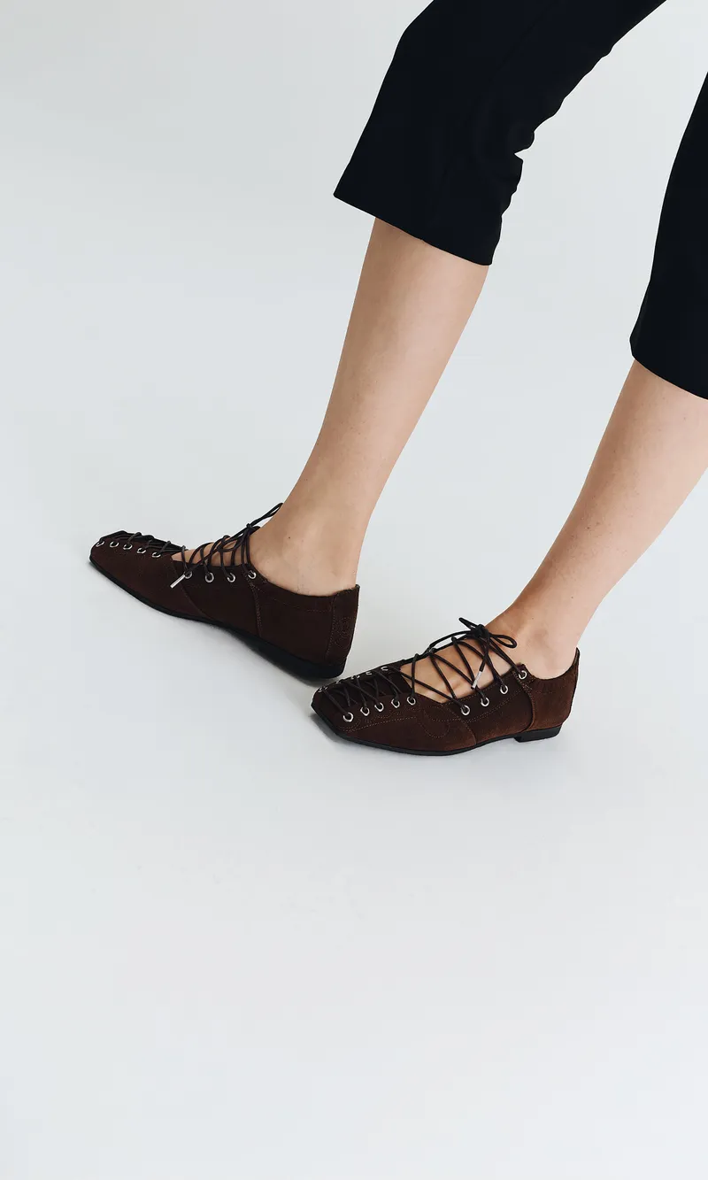 Prev Prev Damen vegan Ballerinas Mae Mahagoni, Dunkelbraun, – Produktbild 1 von 2