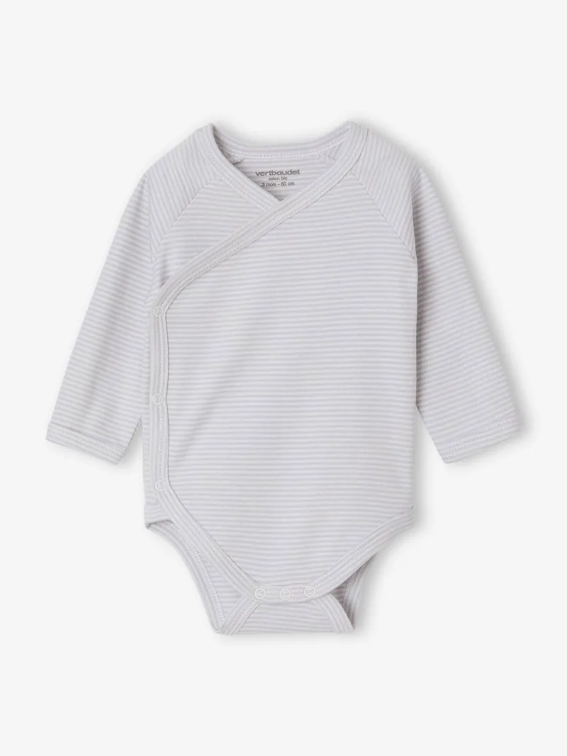 Vertbaudet Vertbaudet 3er-Pack Baby Wickelbodys Bär mit langen Ärmeln, Blau, – Produktbild 3 von 4